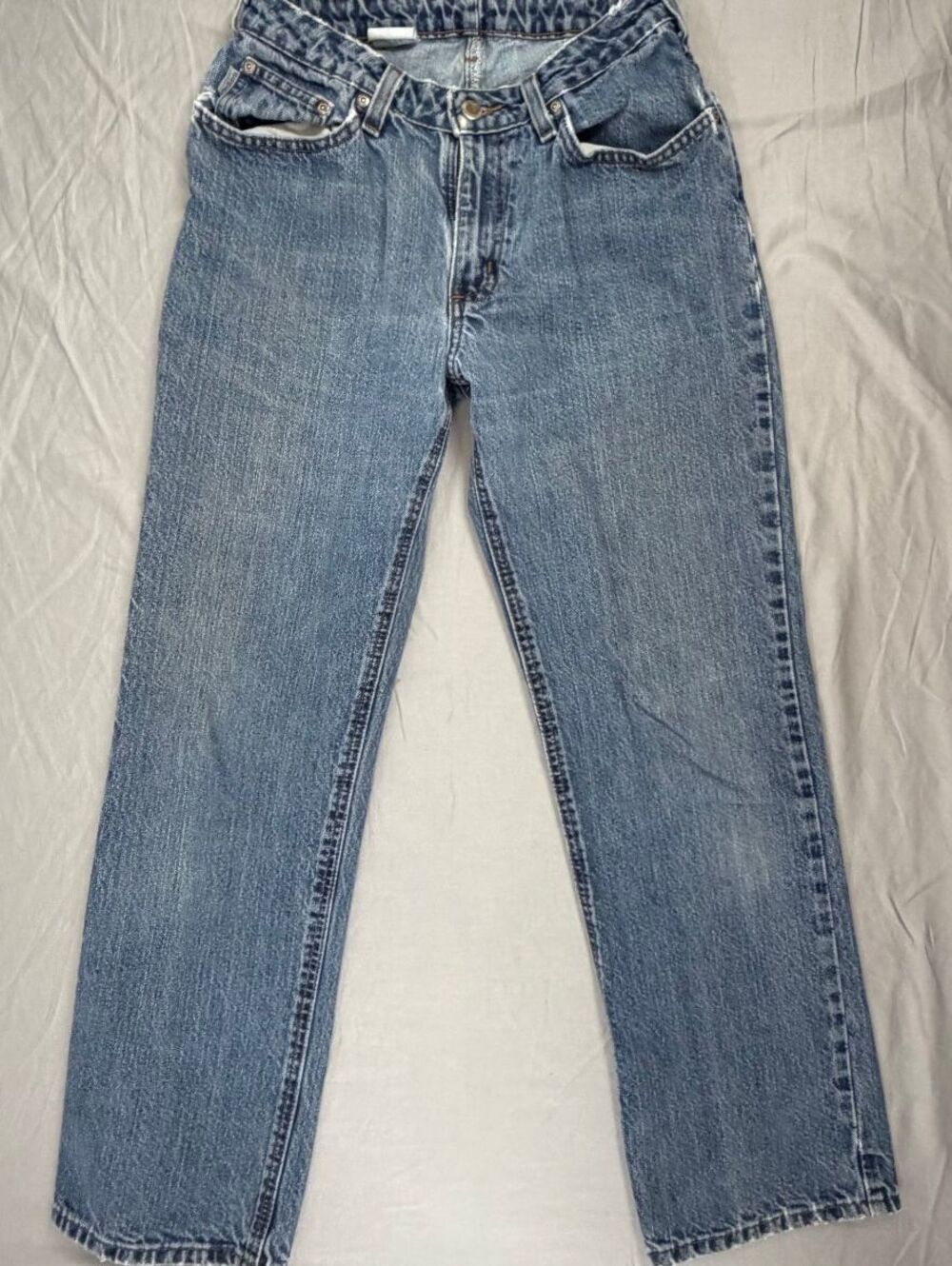 Women's Carhartt WB160 Vintage Light Wash Blue Denim Jeans Straight Leg 4X30